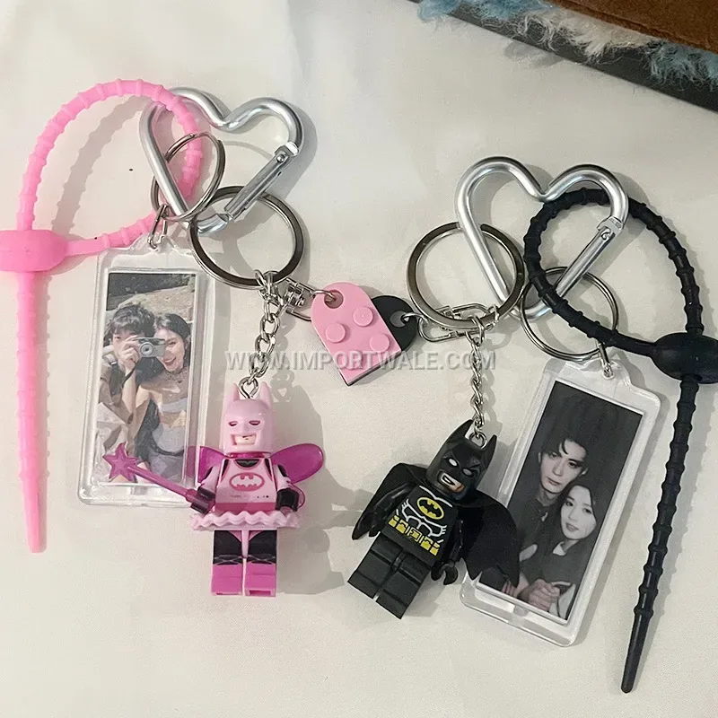 Beaded Heart Building Block Figure Bag Creative Key chains