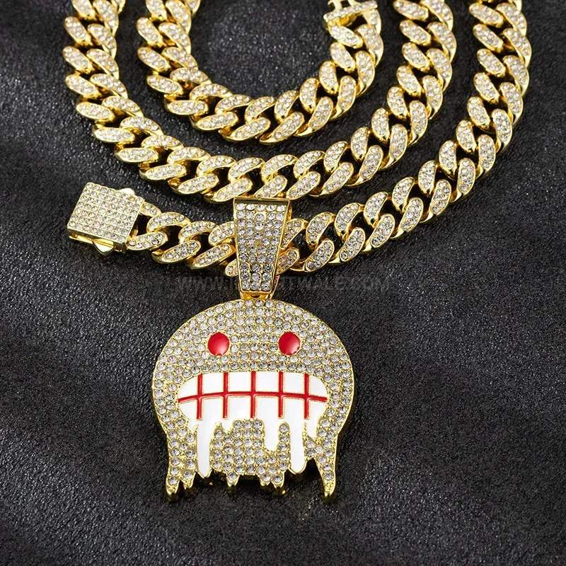Smiley Face Iced Out Alloy Hip Hop Pendant