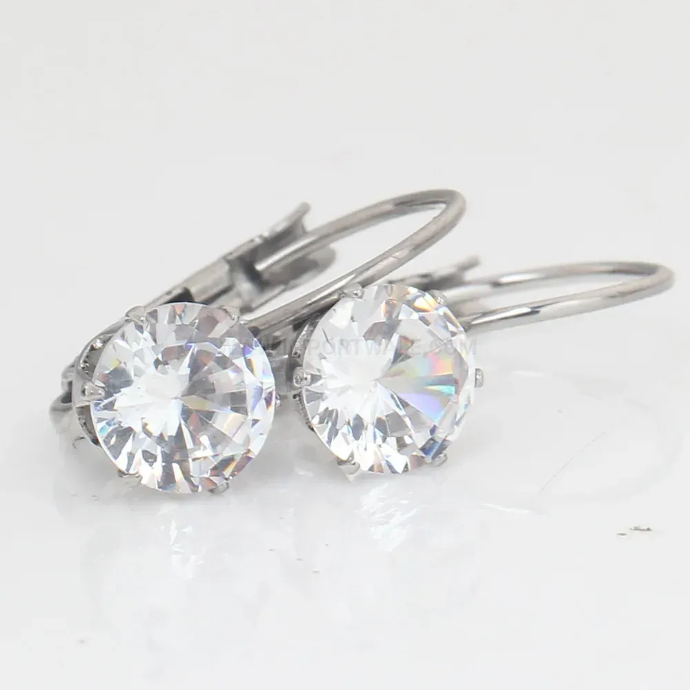 Fashion Sparkling Cubic Zirconia Drop Stainless Steel Earrings