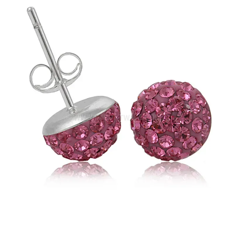Classic Sparkling Half-Circle Czech Crystal Stainless Steel Stud Earrings