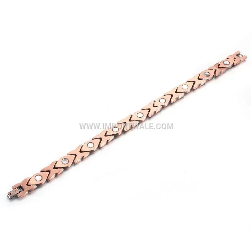 Vintage Bow Magnetic Red Copper Chain Bracelet