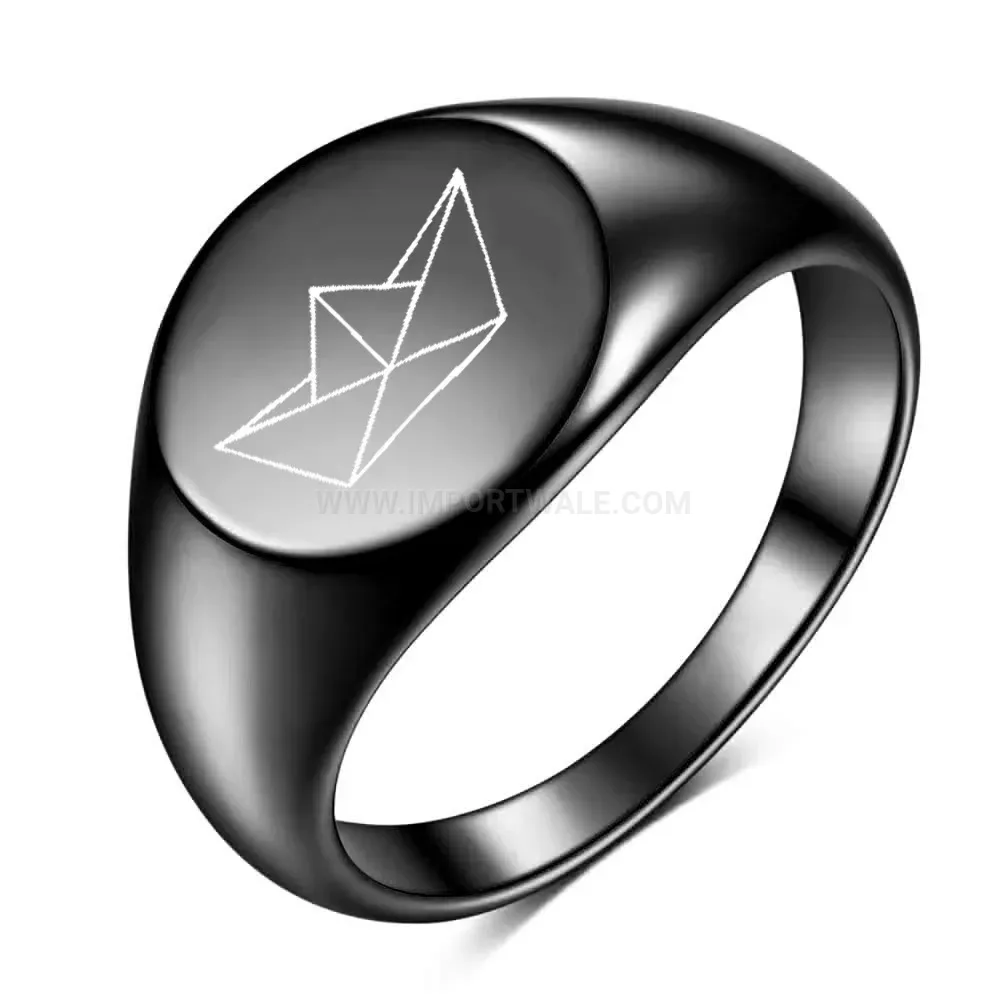 Elegant Laser Engraved Paper Boat Stainless Steel Circular Ring