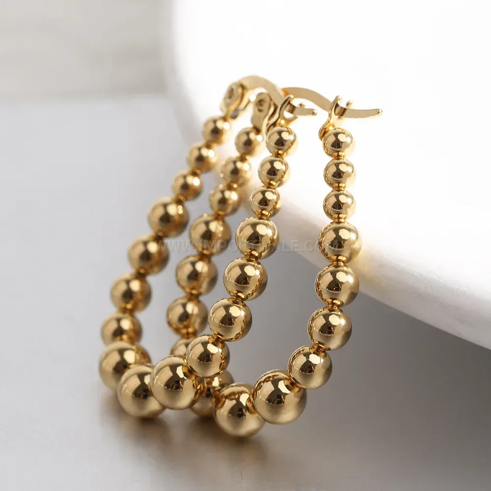 Premium U-Shaped Stainless Steel Bead Huggie Hoop Earrings