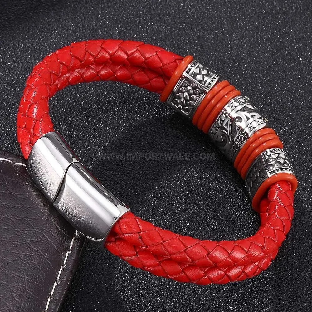 Modern Braided Leather Bracelet with Electroplated Stainless Steel Accent