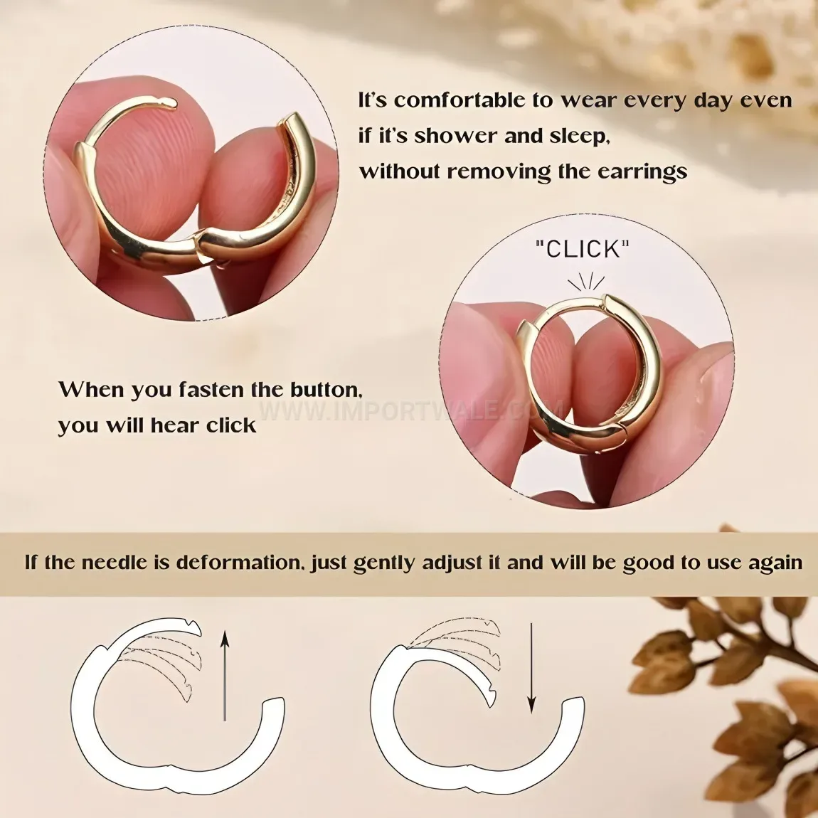 Bold Teardrop Gold Plated Stainless Steel Hoop Earrings Set