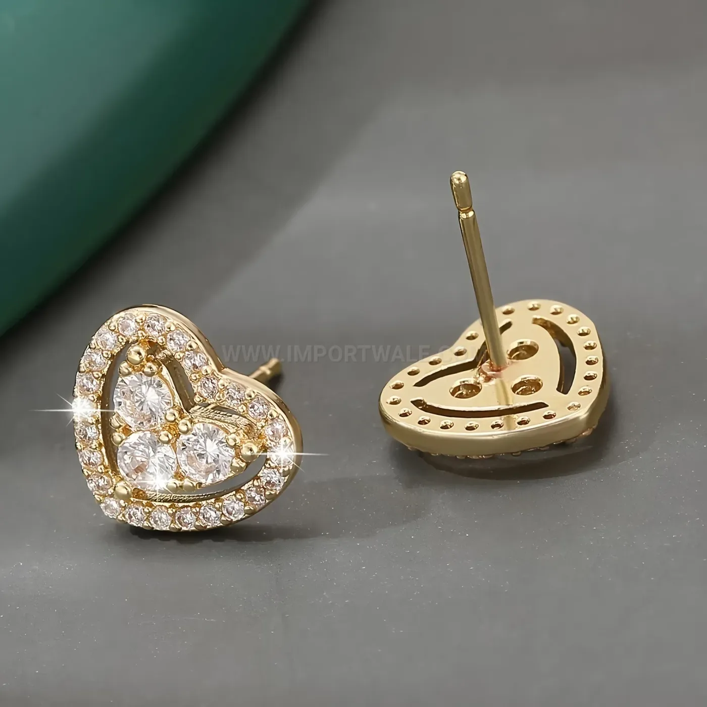 Chic Stainless Steel Heart Rhinestone Cartilage Piercing Ear Studs