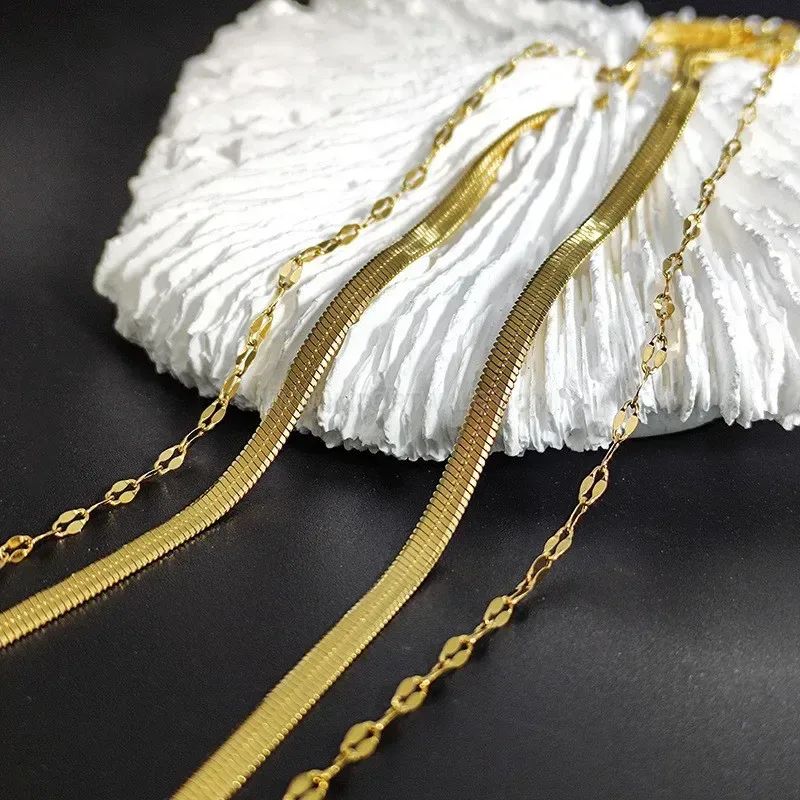 Elegant Double Layered Tassel Lip Pin Gold Titanium Steel Necklace