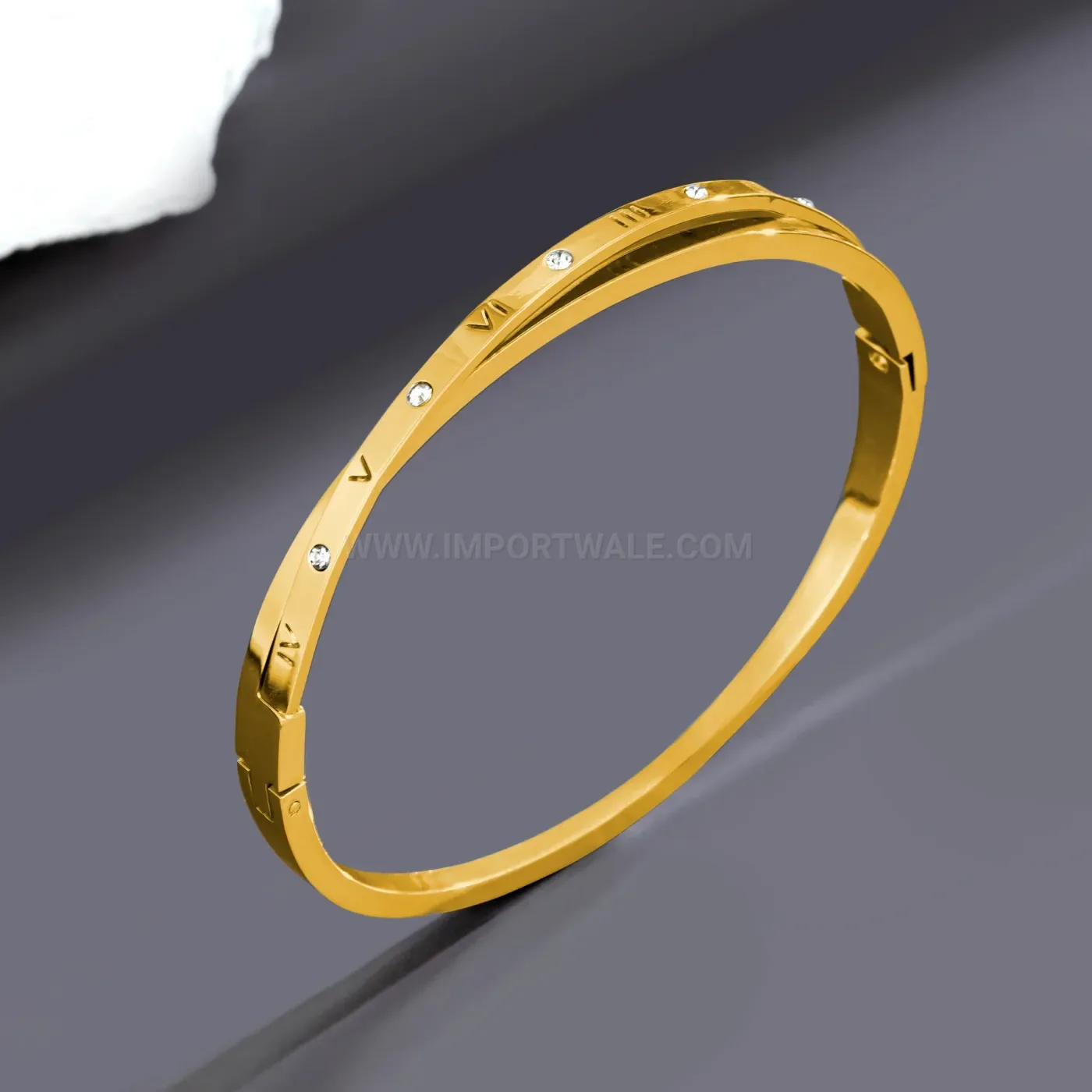 Elegant Double-Layer Roman Numeral Titanium Steel Crossover Bangle