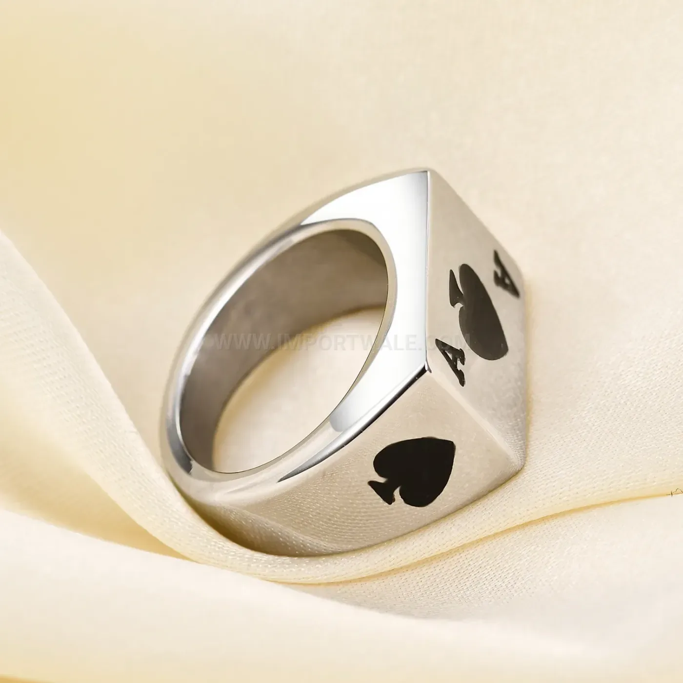 Trendy Ace of Spades Polished Stainless Steel Ring