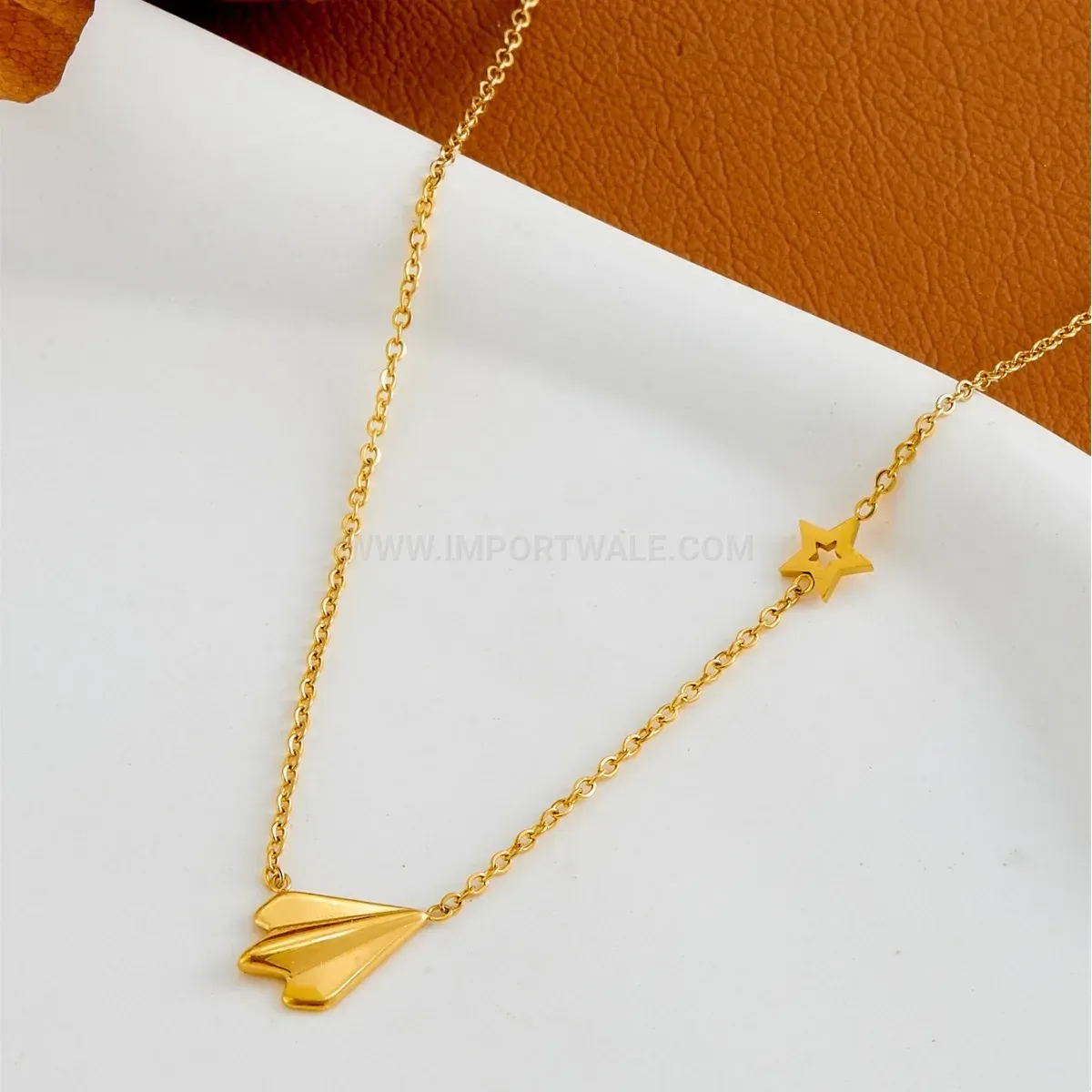 Classic Titanium Steel Airplane Charm Minimalist Chain Necklace