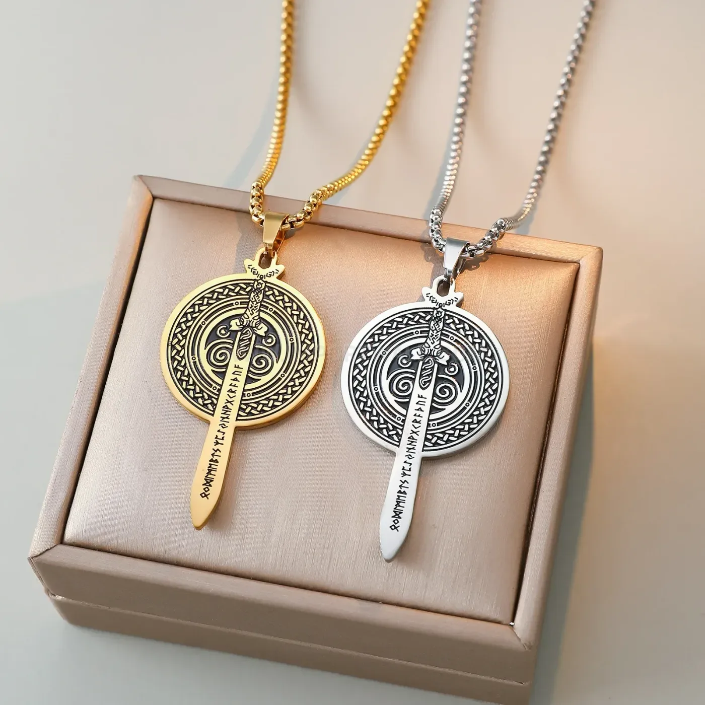 Chic Stainless Steel Sword Motif Pendant Necklace