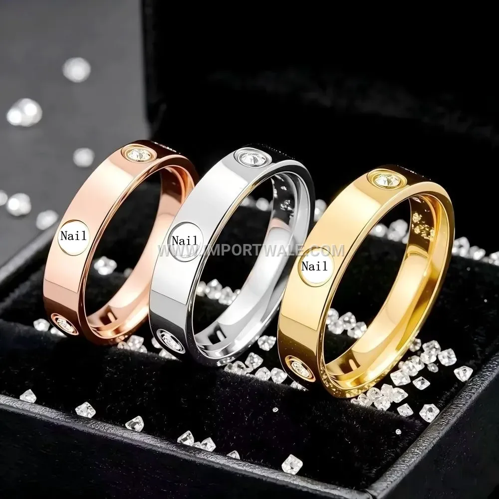 Gold Plated Stainless Steel Cubic Zirconia Engagement Ring