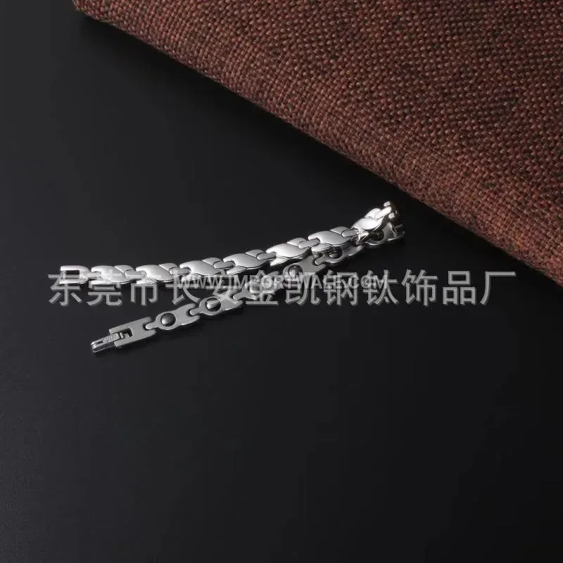 Women's Single Row Bio Magnetic Stainless Steel Link Bracelet