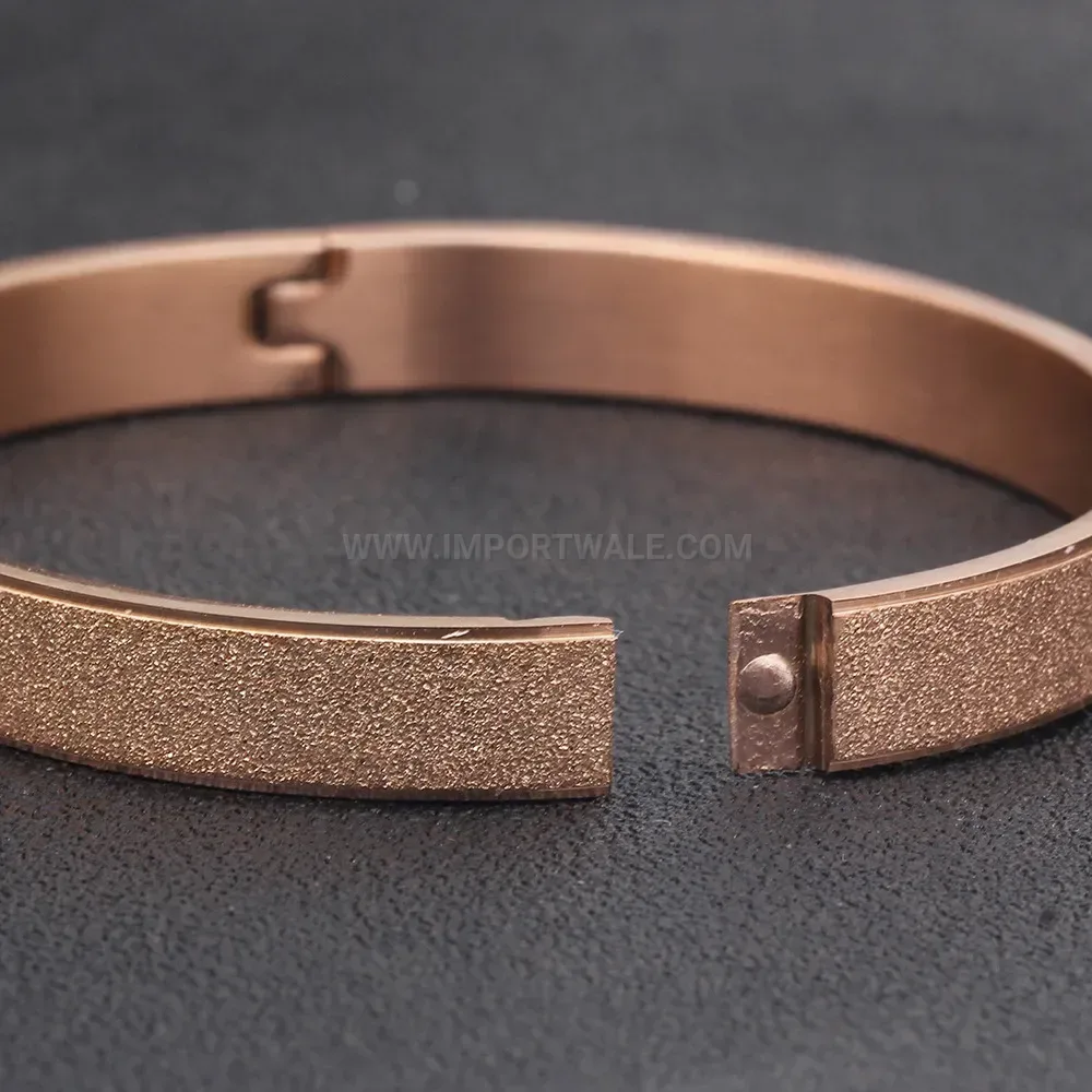 Designer Frosted Finish Stainless Steel Hinged Bangle Bracelet