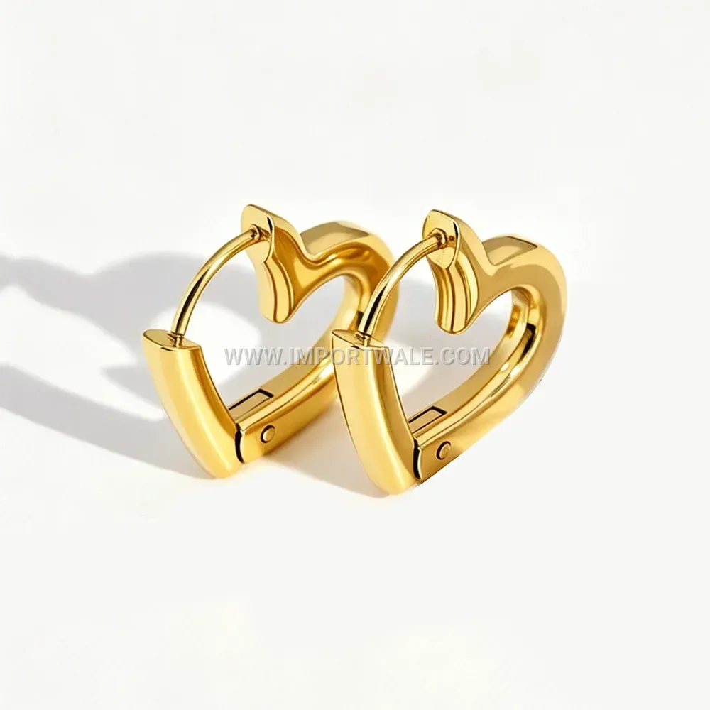 Heart Cut Stainless Steel Stud Earrings with Gold Plating