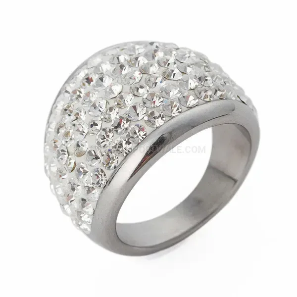 Vintage Stainless Steel Rhinestone Accent Ring