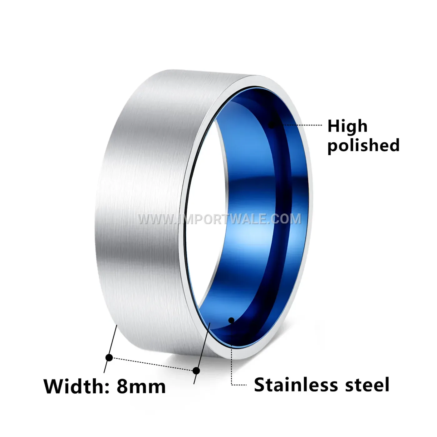 Two-Tone Brushed Stainless Steel Band Ring