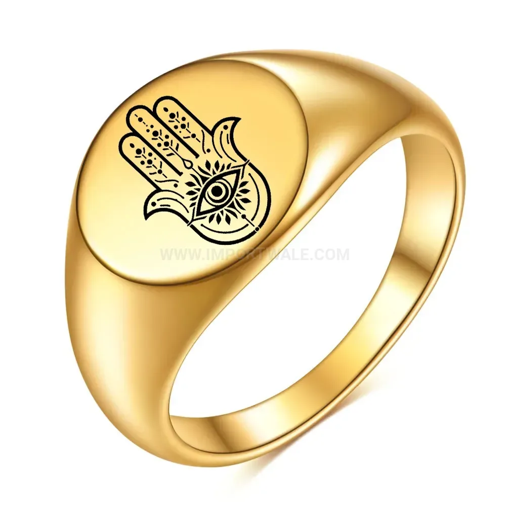 Trendy Engraved Round Stainless Steel Eye of Providence Ring