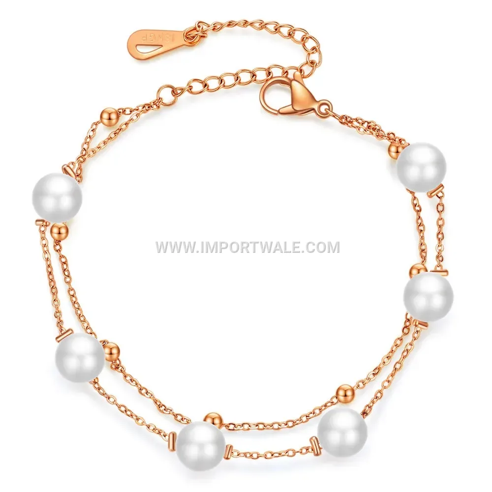 Double Layer Stainless Steel Pearl Bracelet