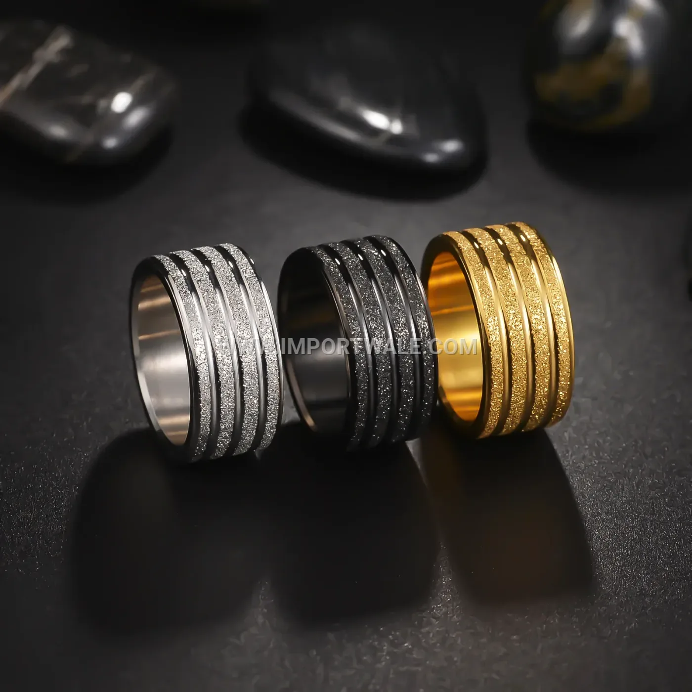 Wide Brushed Stainless Steel Men's Statement Band Ring