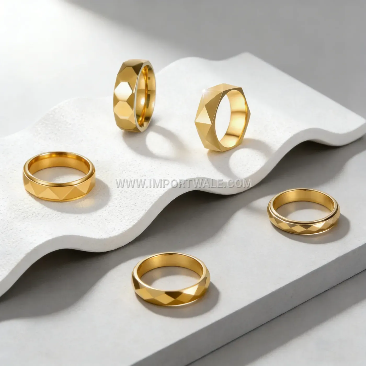Polished Geometric Faceted Stainless Steel Band Ring