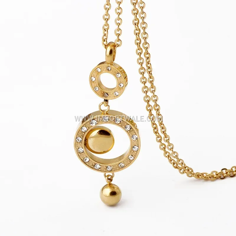 Hollow Long Bar Circular Stainless Steel Sweater Chain