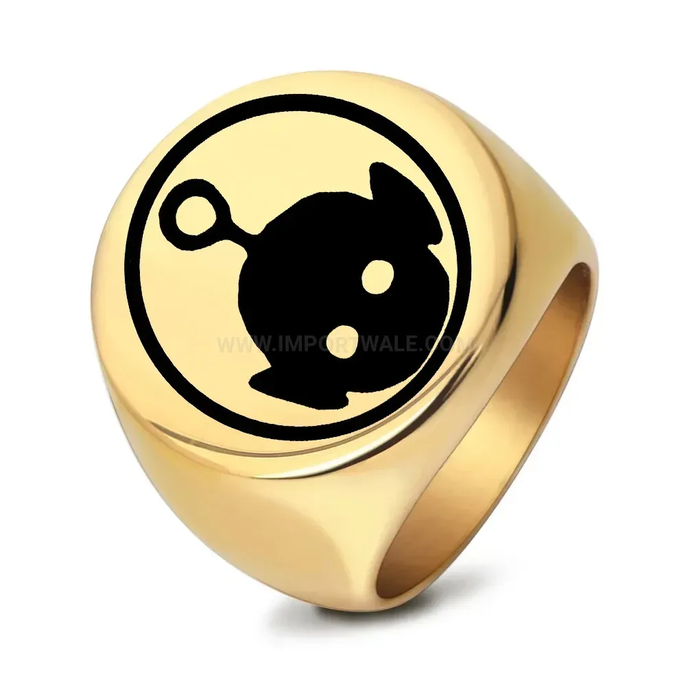 Modern Laser Etched Alien Motif Stainless Steel Signet Ring