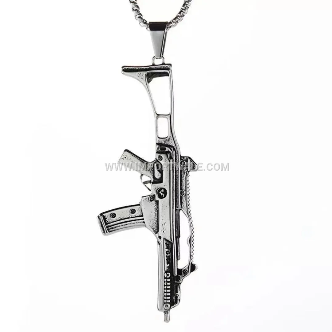 Punk Style Stainless Steel Submachine Gun Pendant