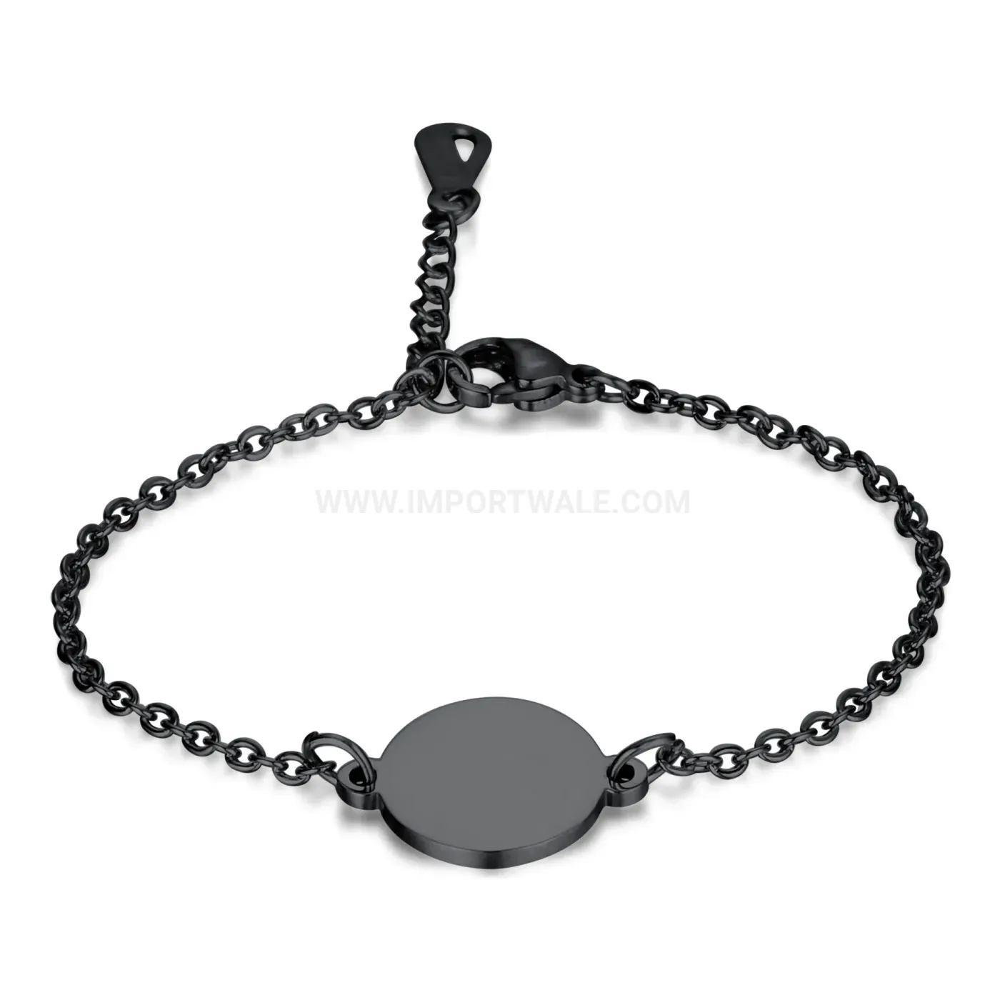 Modern Minimalist Stainless Steel Bracelet with Round Engravable Coin Disc Charm