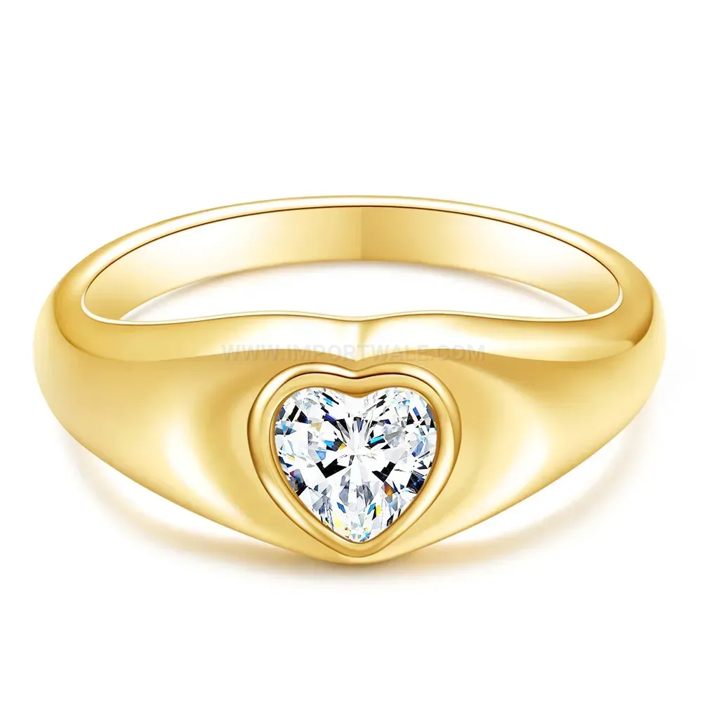 Heart Shaped Zirconia Inlaid Stainless Steel Ring