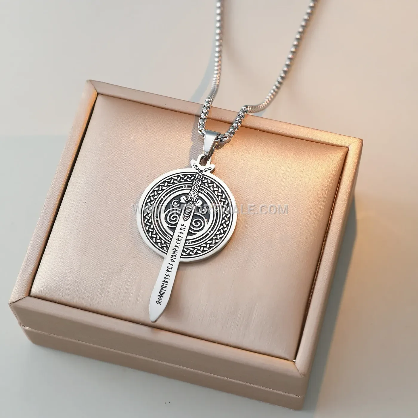 Viking Sword Warrior Amulet Stainless Steel Pendant Necklace