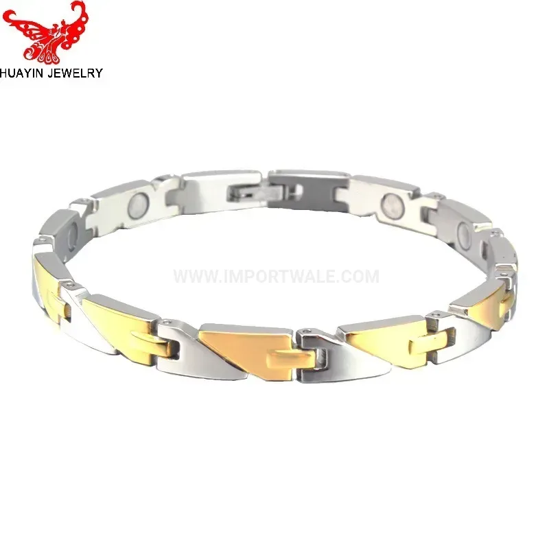 Modern Men Geometric Two-Tone Titanium Steel Bio Magnetic Bracelet