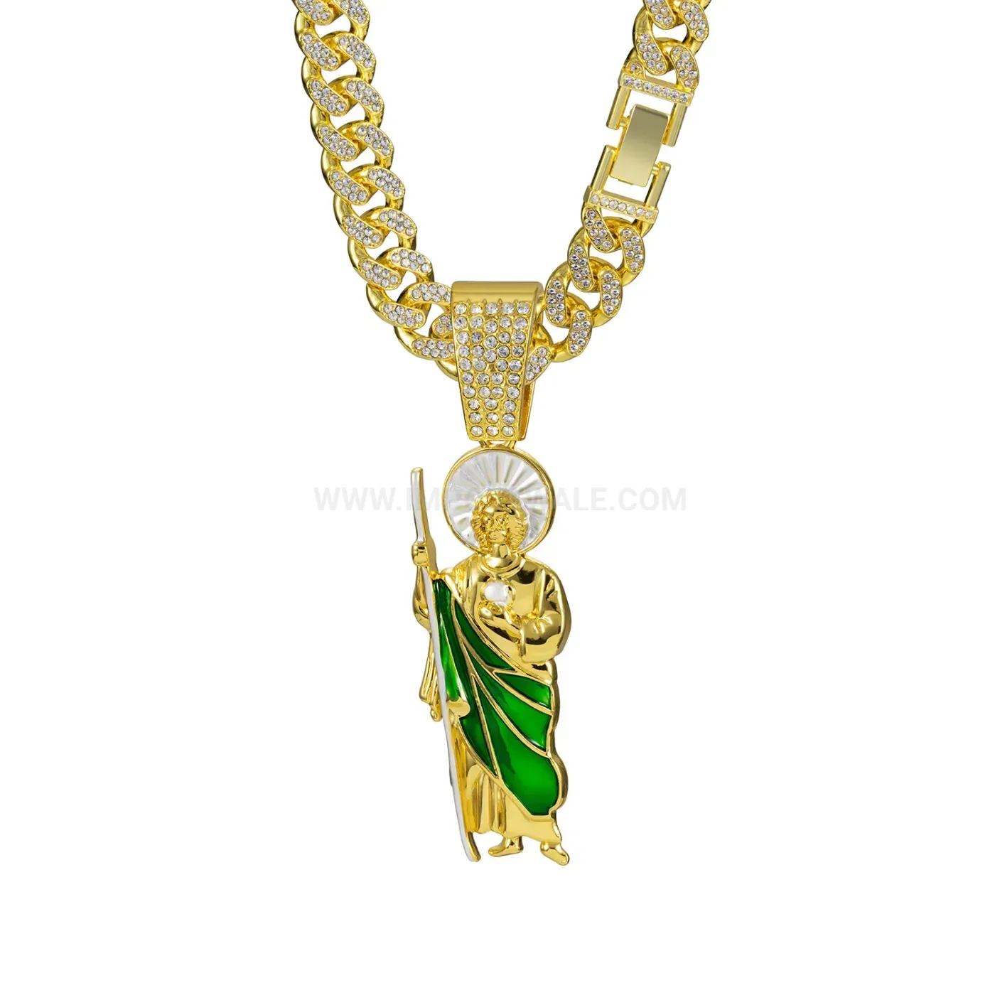 Saint Jude Religious Pendant Zinc Alloy Hip Hop Necklace