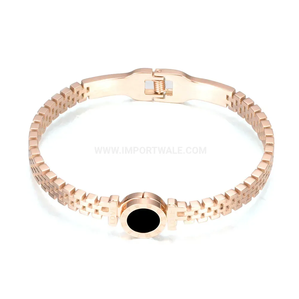 Fashion Roman Numeral Cutout Stainless Steel Bangle Bracelet