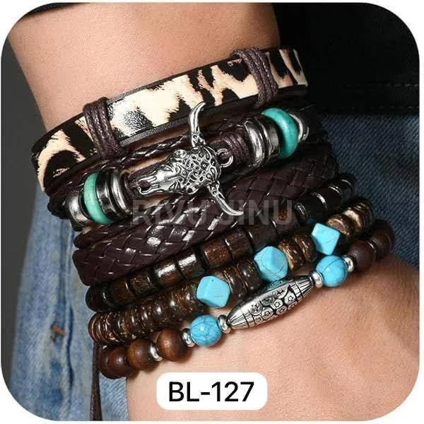 Rugged Adjustable Leather Biker Cuff Bracelet