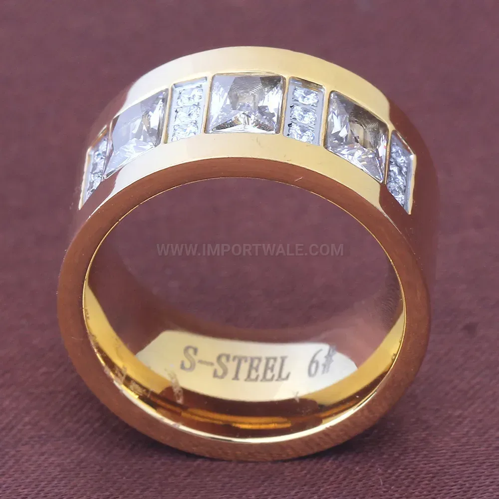 Bold Square Cubic Zirconia Stainless Steel Statement Ring
