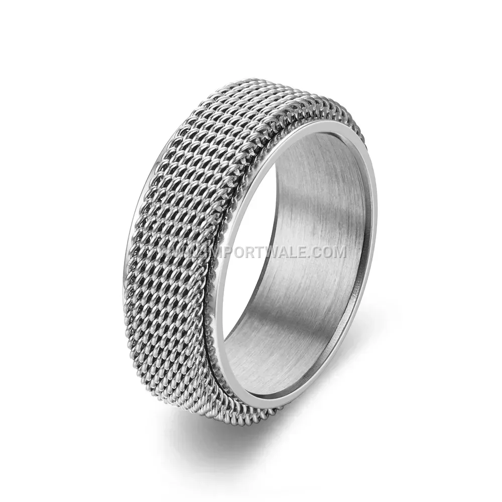 Woven Mesh Spinner Stainless Steel Band Ring