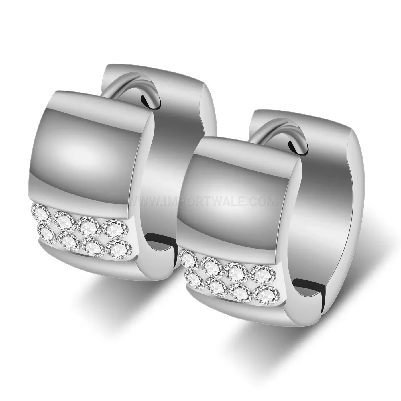 Elegant Sparkling Cubic Zirconia Inlaid Stainless Steel Huggie Earrings