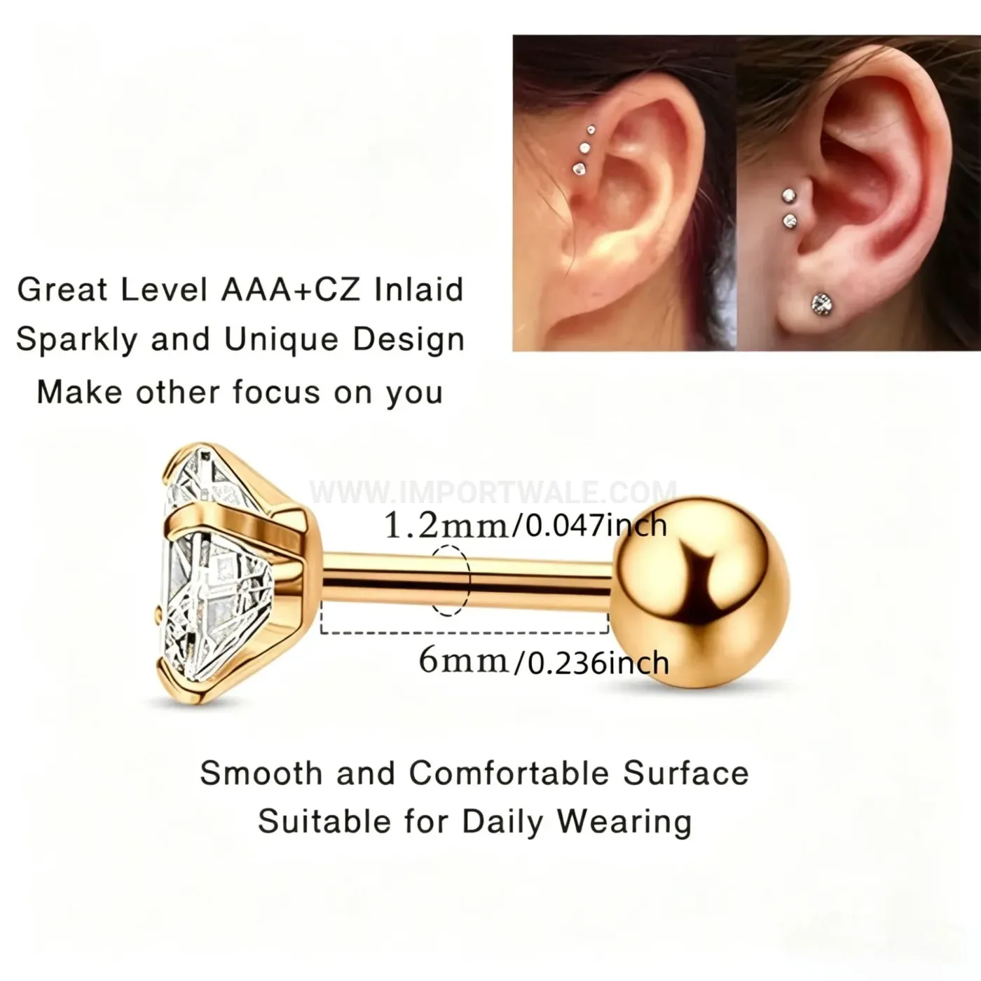 Stylish Minimalist Stainless Steel Curved Bar C-Shaped Piercing Jewelry Set