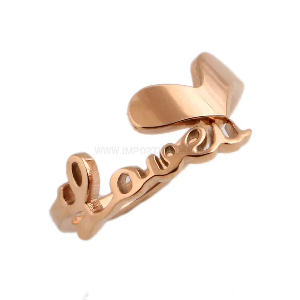 Trendy Cutout LOVE Letter Heart Rose Gold Stainless Steel Ring