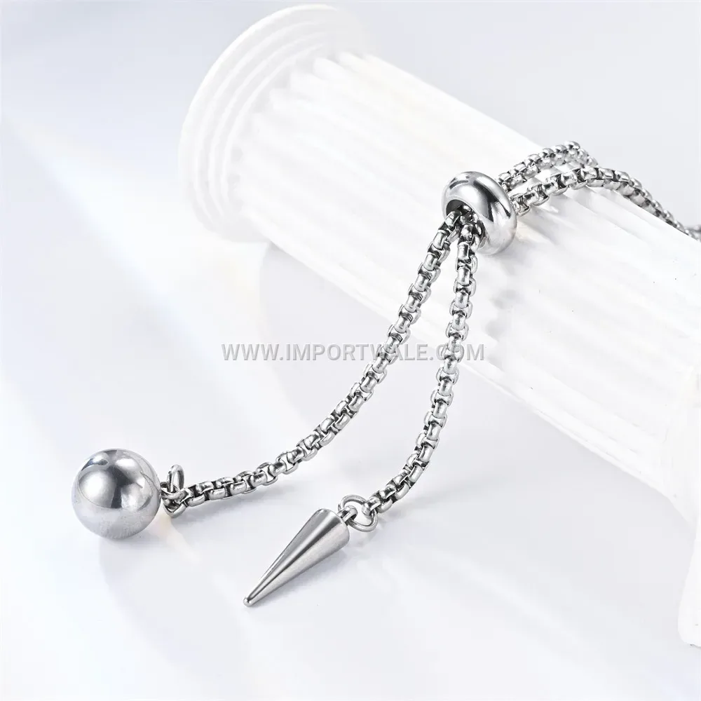 Multi Layer Stainless Steel Chain Conical Pendant Necklace