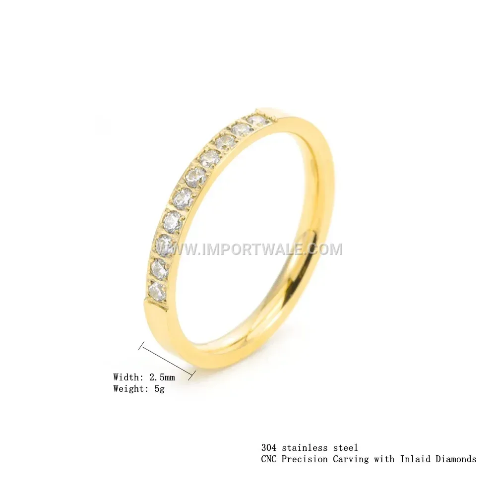 Carved Stainless Steel Ten-Diamond Accent Band Ring