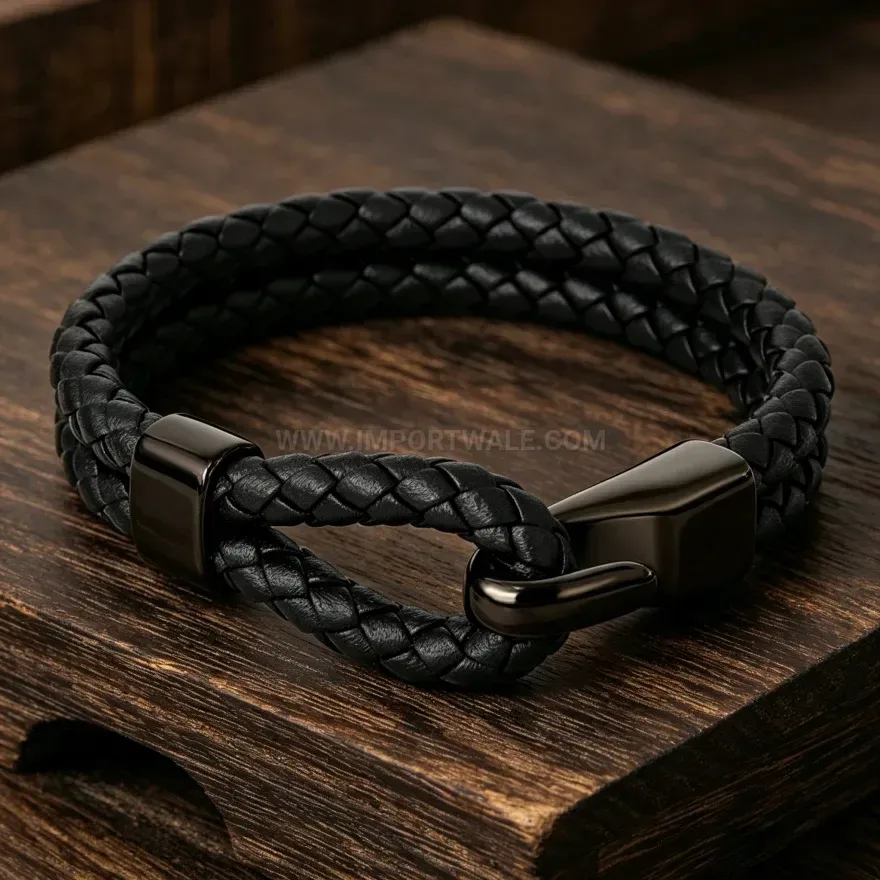 Trendy Handcrafted Braided PU Leather Cord Bracelet with Alloy Magnetic Clasp