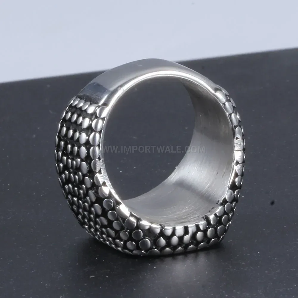 Designer Square Rivet Accent Stainless Steel Statement Band Ring