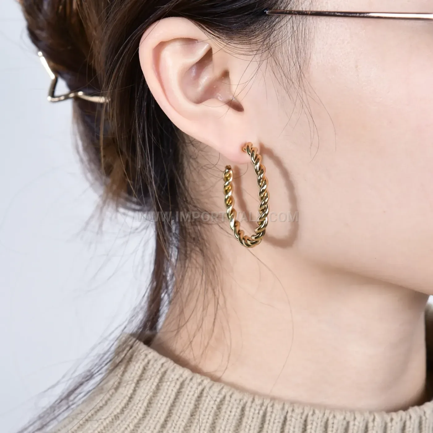 Chic Twisted Stainless Steel Hoop Earrings