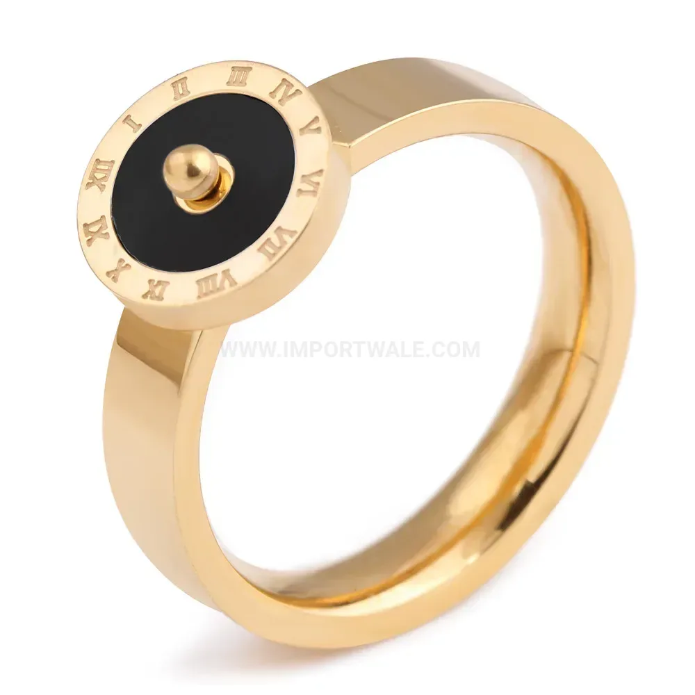 Trendy Vintage Stainless Steel Roman Numeral Compass Band Ring