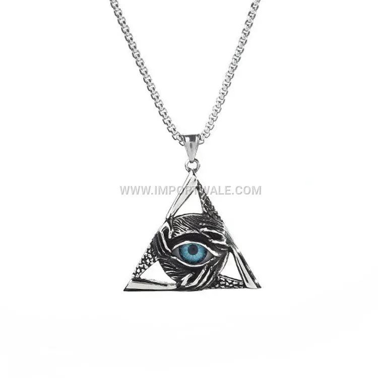 Stainless Steel Evil Eye Triangular Pendant