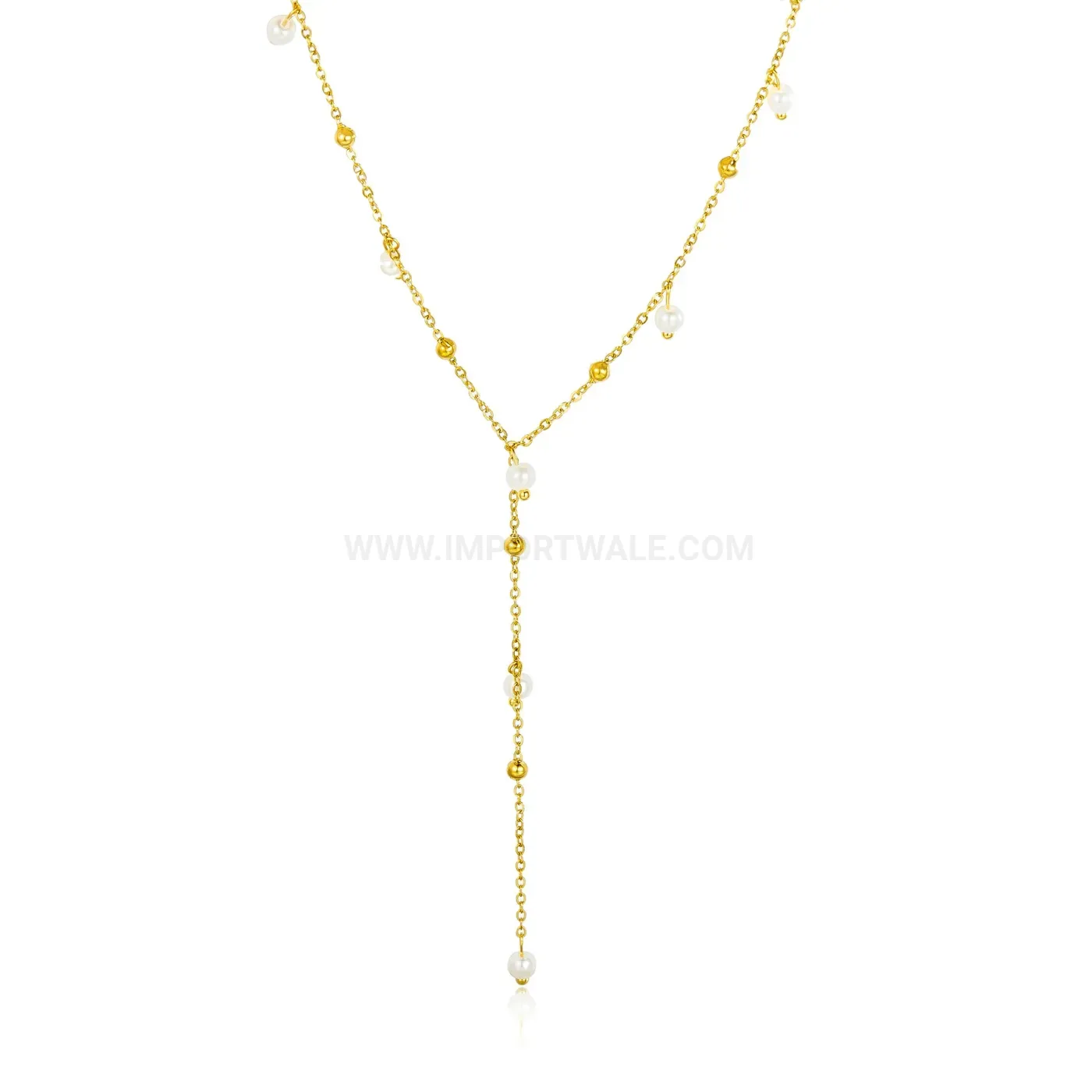 Chic Elegantly Accentuated Pearl Tassel Stainless Steel Clavicle Chain Necklace