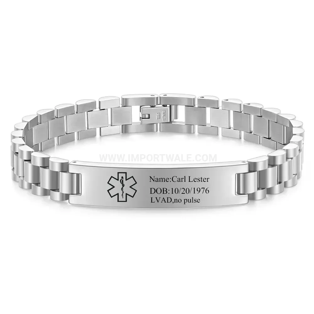 Men's Geometric Stainless Steel Watch Band Bangle Bracelet