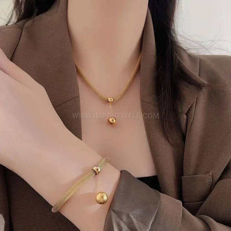 Bold Sphere Titanium Steel Cuban Chain Jewelry